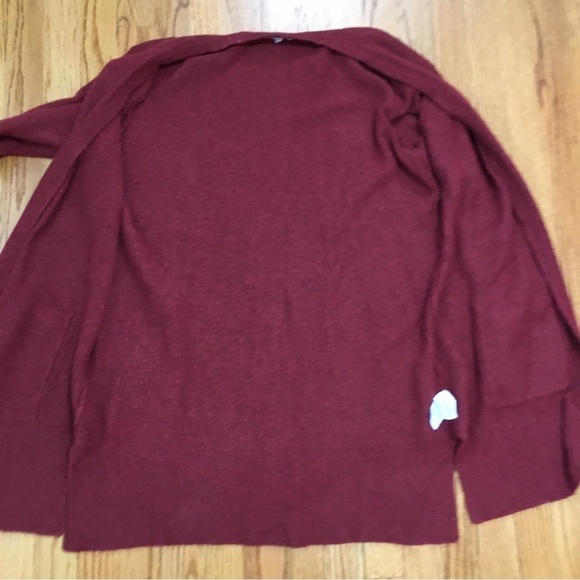 Madewell maroon merino wool blend open front relaxed Fit long knit cardigan - Picture 11 of 16